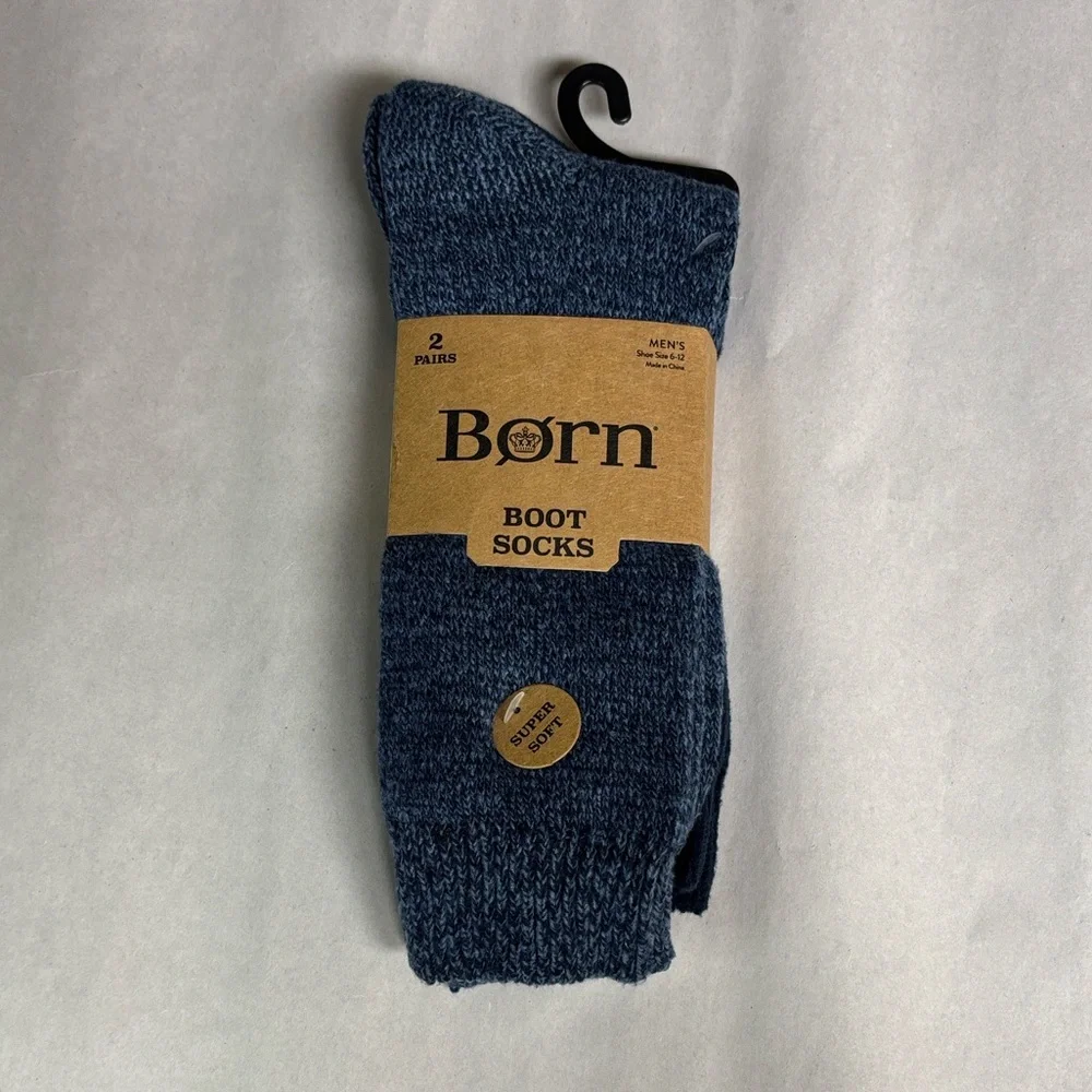 New Born Socks 2 Pair Men’s Blue Super Soft Boot Socks Casual Activewear Classic - Picture 13 of 13